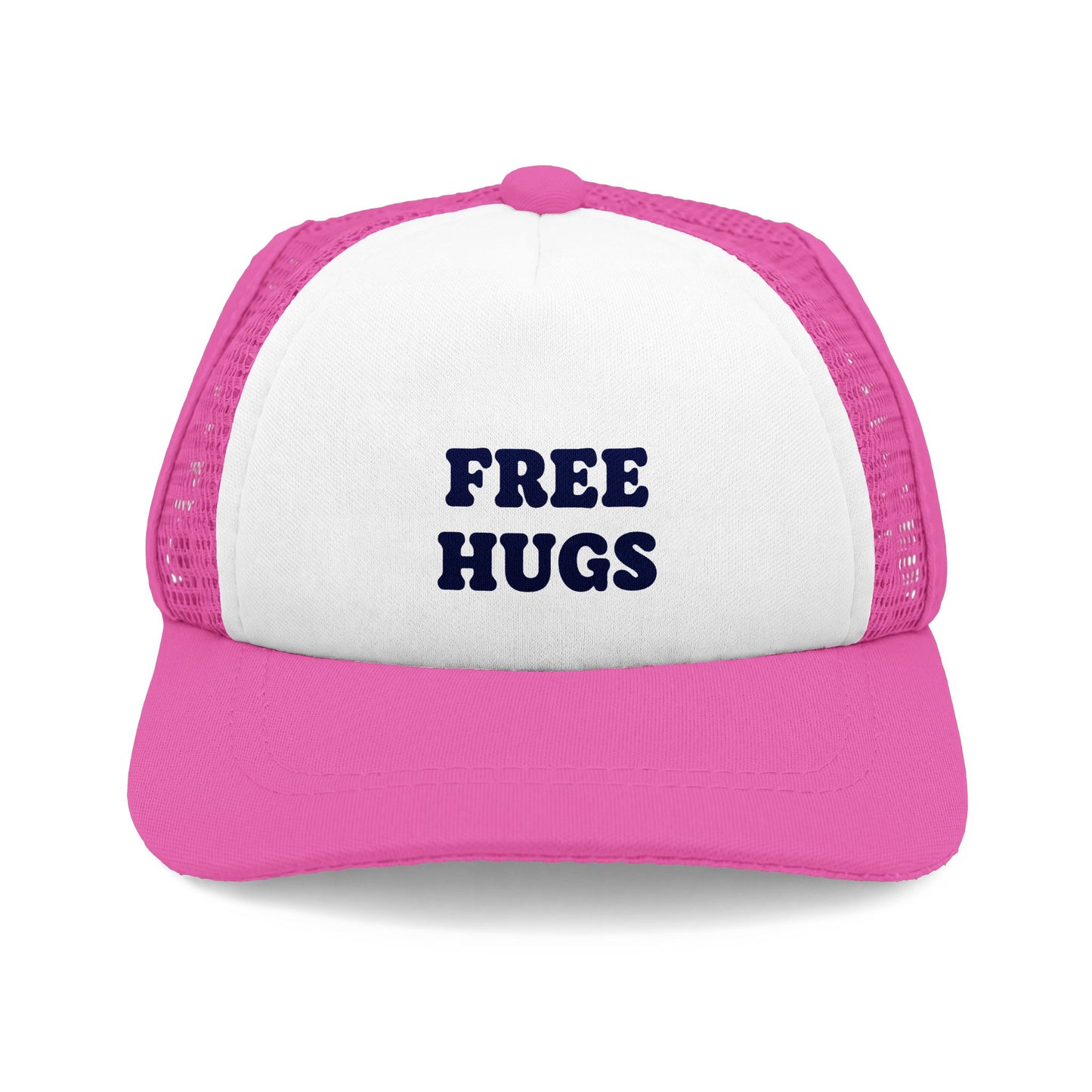 Free Hugs Trucker Hat | Foam Mesh Cap, Embroidered Text