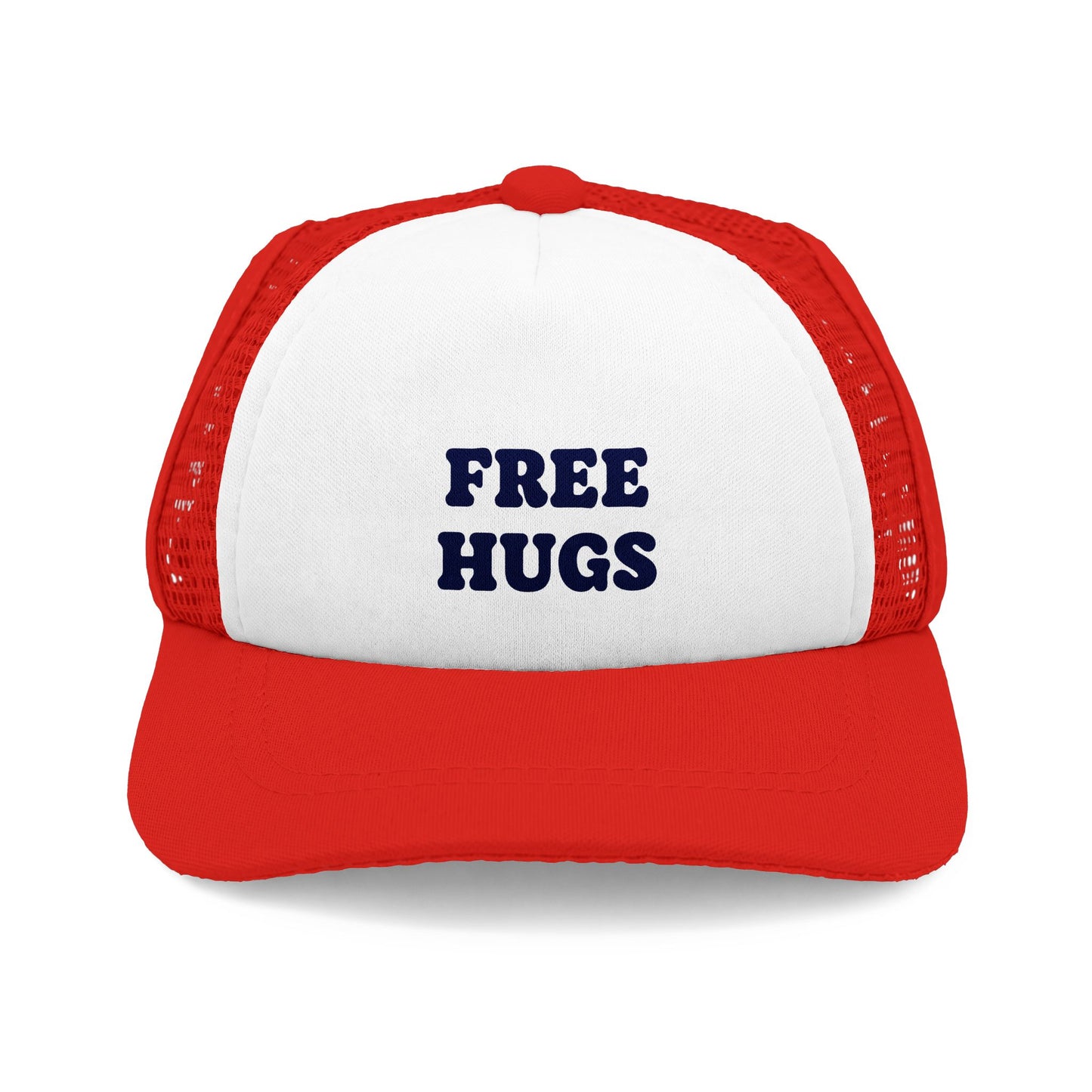 Free Hugs Trucker Hat | Foam Mesh Cap, Embroidered Text