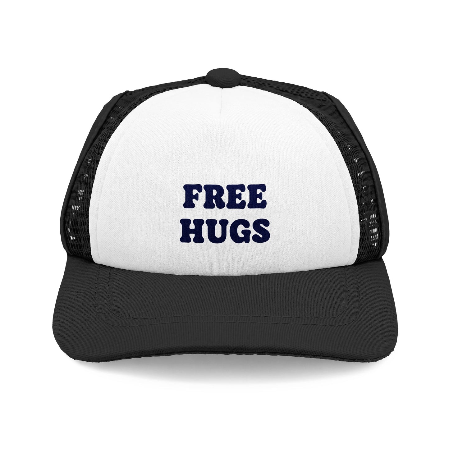 Free Hugs Trucker Hat | Foam Mesh Cap, Embroidered Text