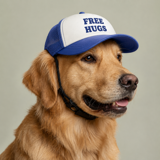 Free Hugs Trucker Hat | Foam Mesh Cap, Embroidered Text