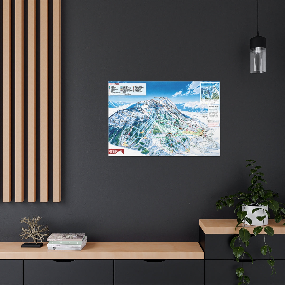 Crested Butte, Colorado Ski Map - Satin Canvas, Stretched