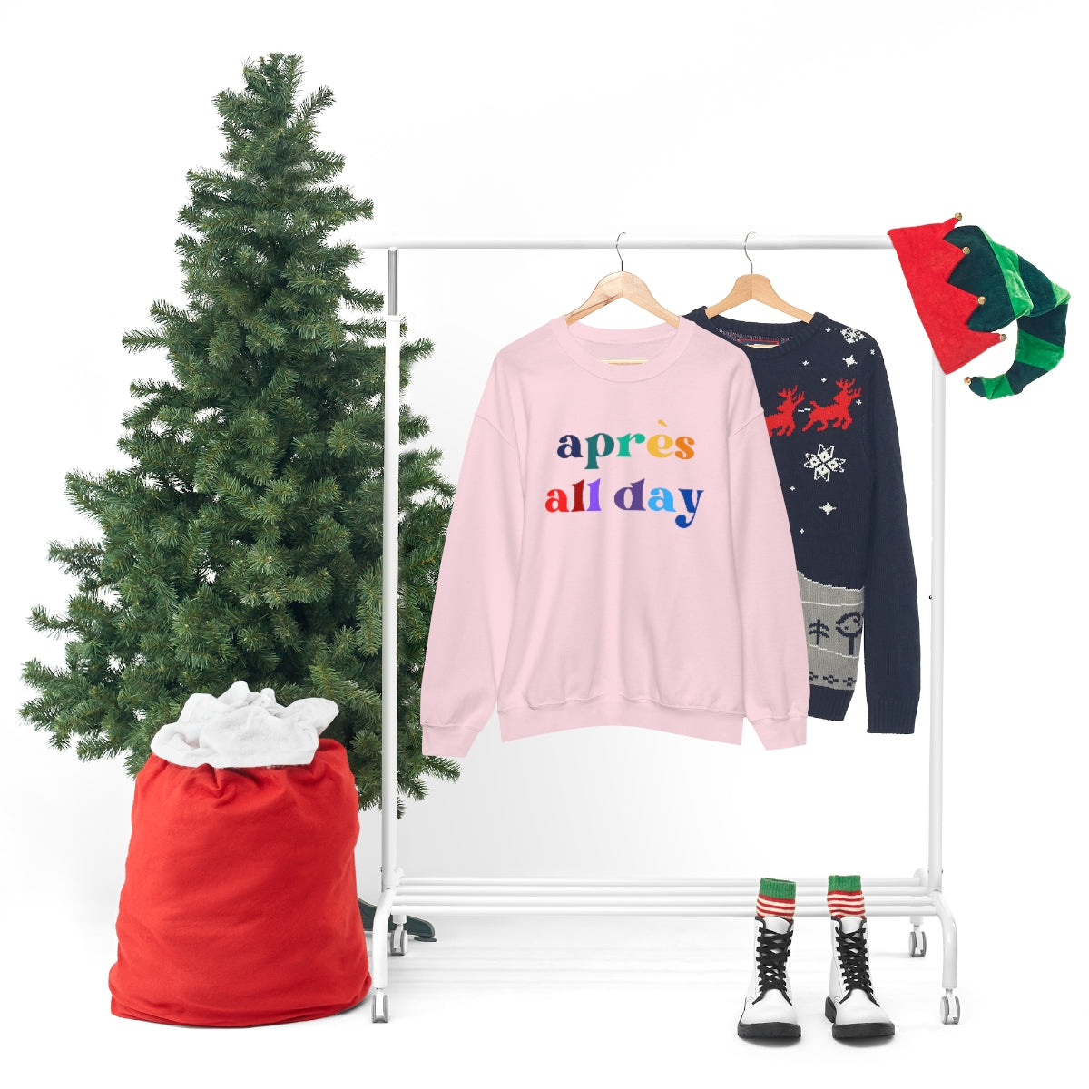 Apres Ski Unisex Heavy Blend Crewneck Sweatshirt, Girls SKi Weekend, Apres all day, colorado gifts