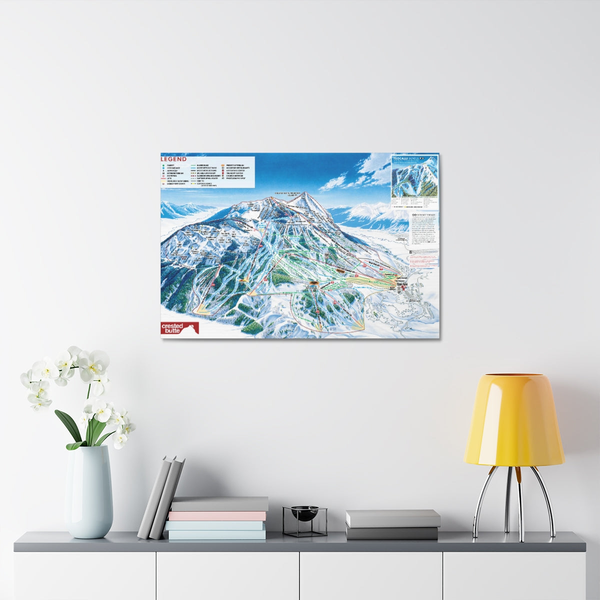 Crested Butte, Colorado Ski Map - Satin Canvas, Stretched