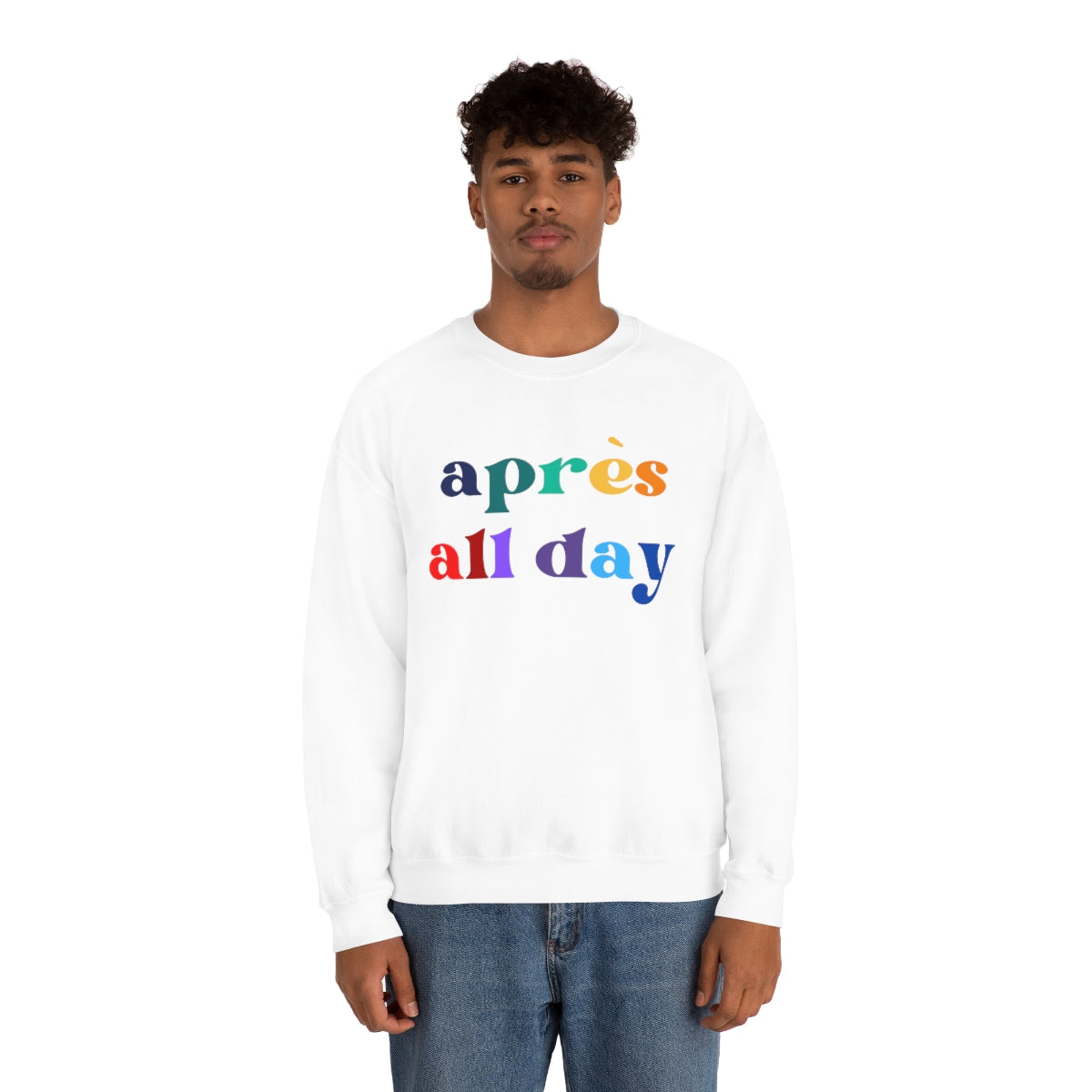 Apres Ski Unisex Heavy Blend Crewneck Sweatshirt, Girls SKi Weekend, Apres all day, colorado gifts