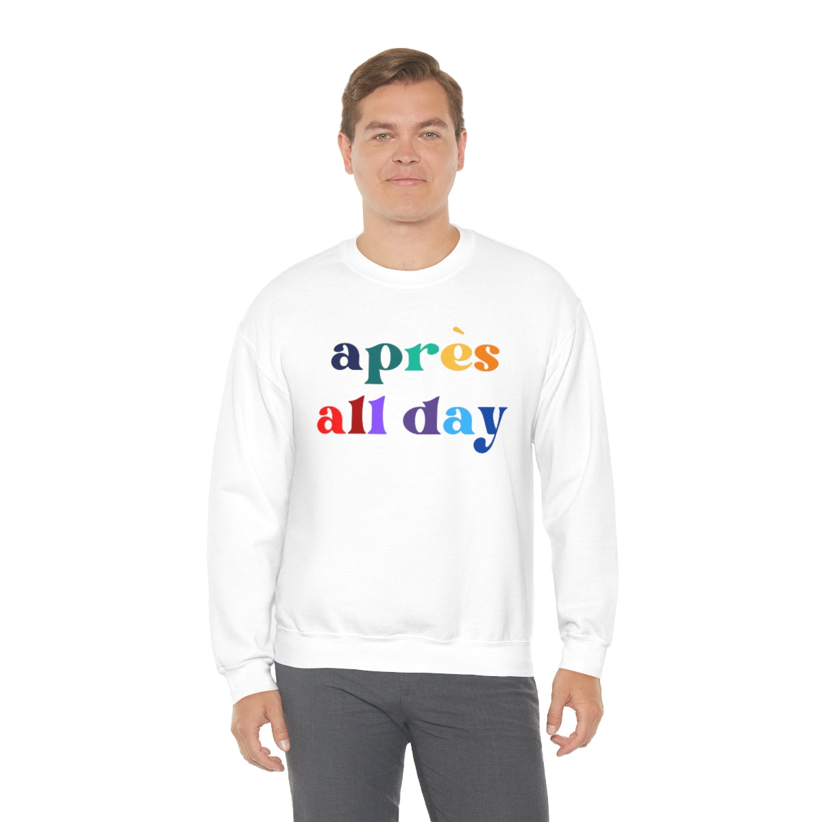 Apres Ski Unisex Heavy Blend Crewneck Sweatshirt, Girls SKi Weekend, Apres all day, colorado gifts