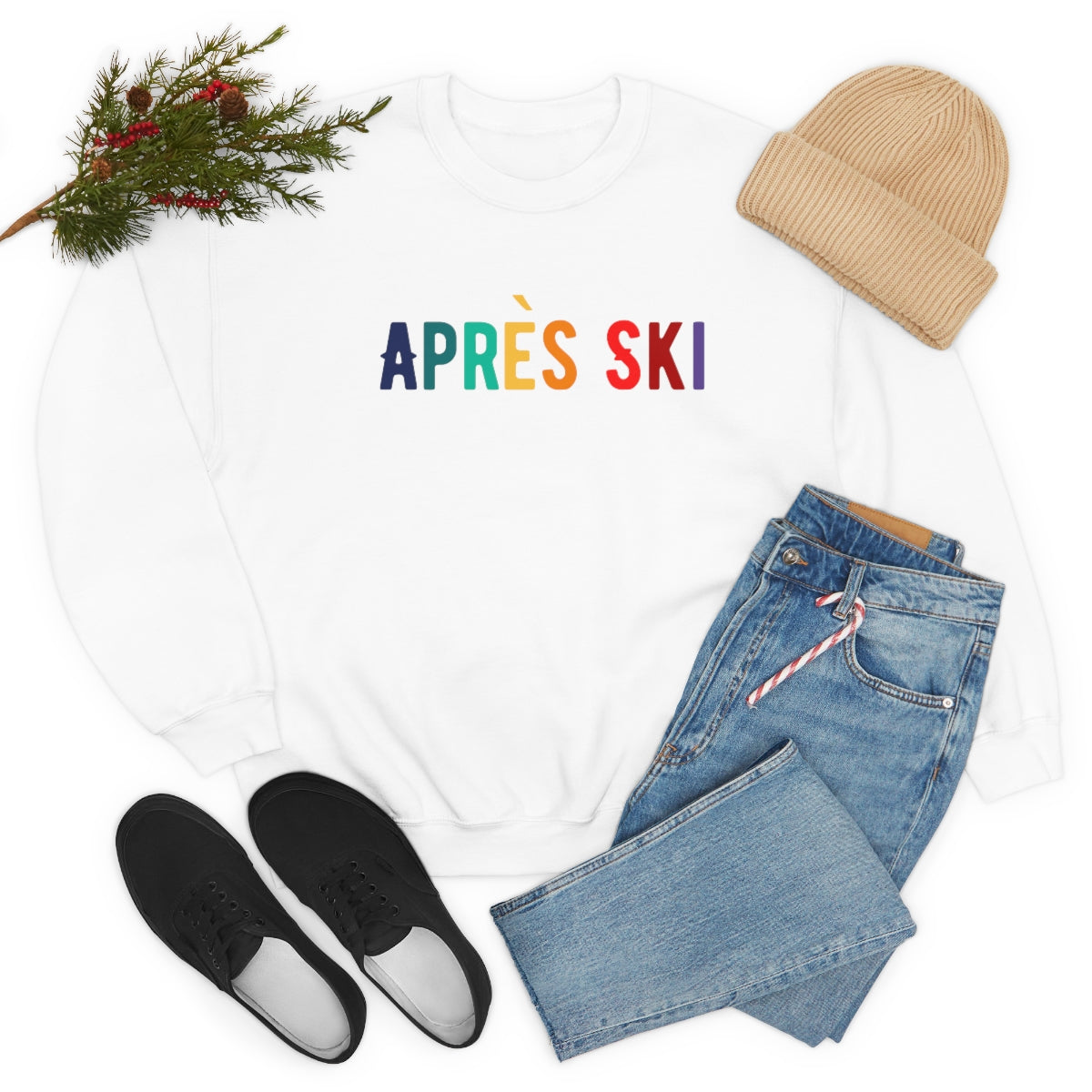 Apres Ski Unisex Heavy Blend Crewneck Sweatshirt, Colorado Gift, Girls Weekend